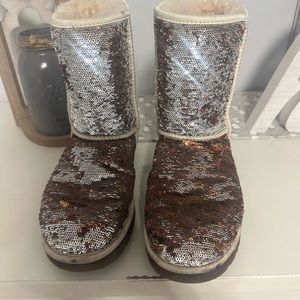 Ugg sequin glitter gold boots